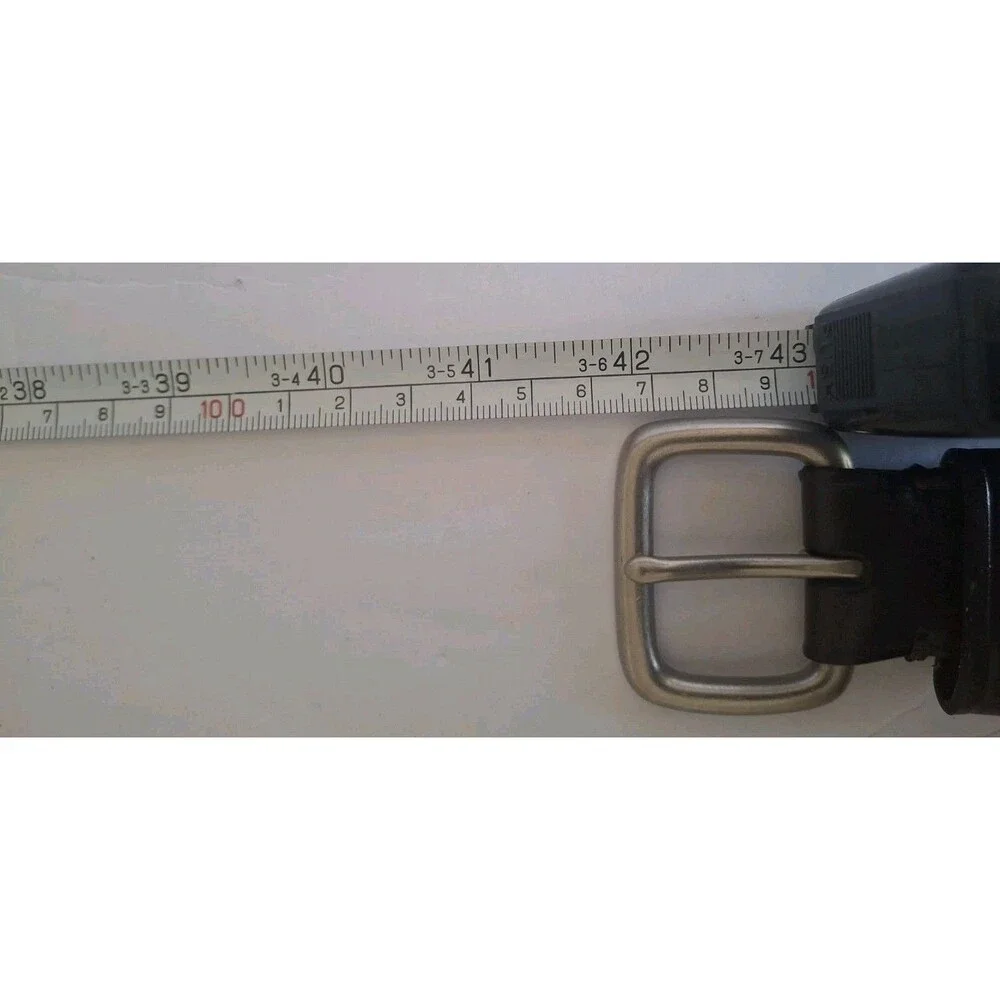 J.Crew Leather Fabric Belt Blue Red Striped Sz 34 Silver Buckle Preppy Coastal - Picture 7 of 7